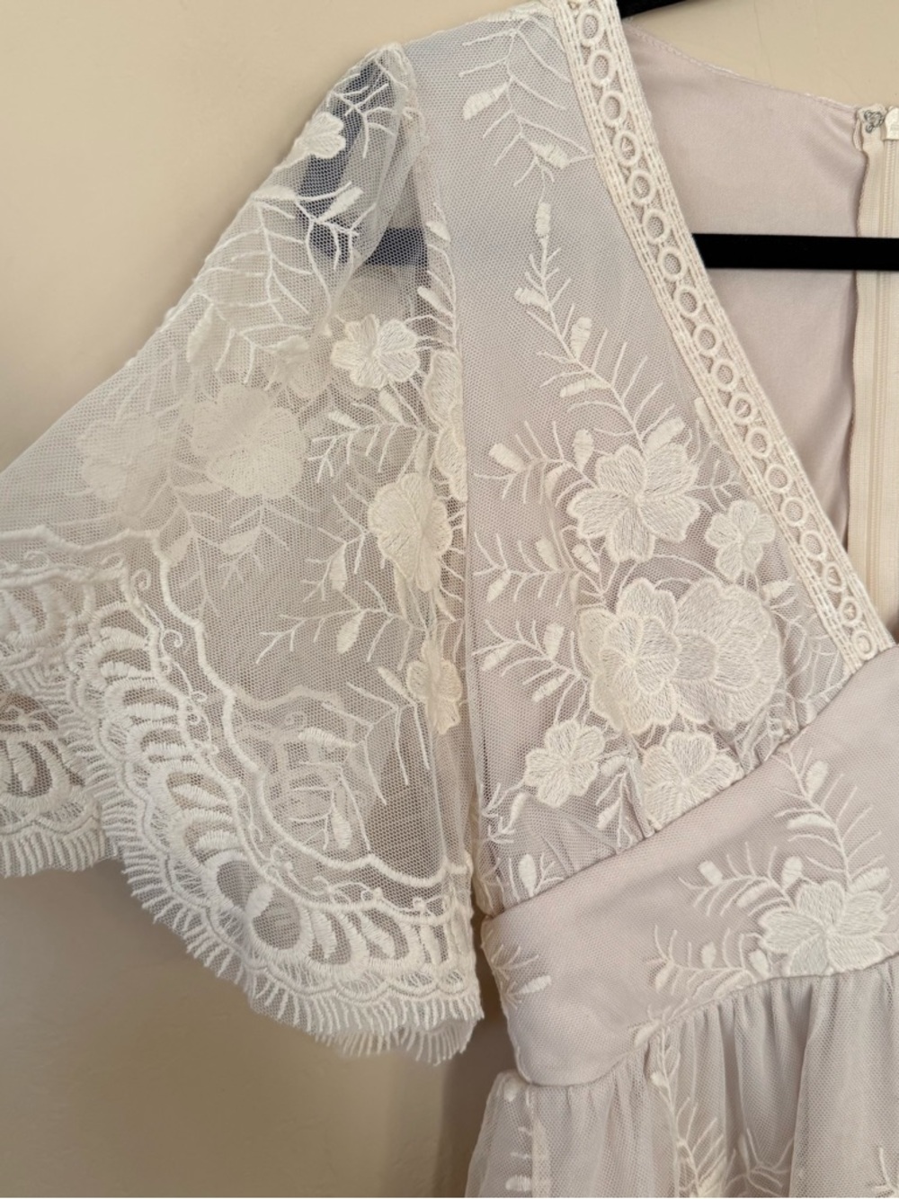 A Calin Lace Peplum Top Boho Cottagecore Sheer Floral Romantic Blouse - Picture 3 of 9